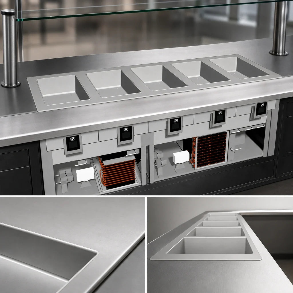 Duke HCF-5 5-Pan Hot/Cold/Freeze Drop-In Food Well with Individual Digital Controls