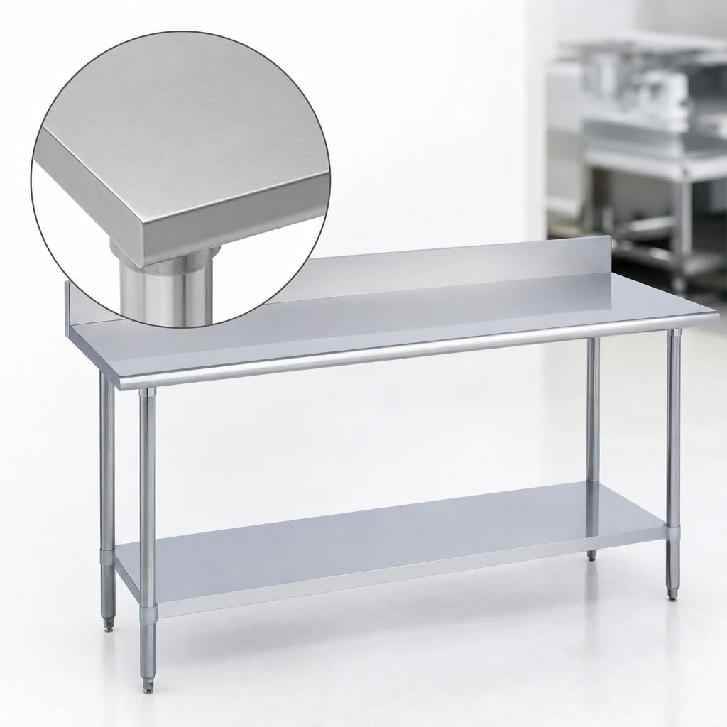 Duke 416-3048-5R 16-Gauge 400-Series Stainless Steel Work Table, 5-Inch Riser, Galvanized Undershelf, 30 x 48 Inches