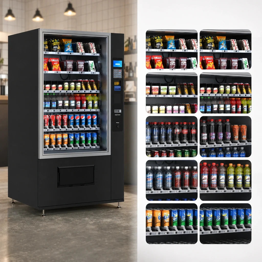 Koolmore KM-VMR-40-B Refrigerated Snack and Drink Vending Machine, 60 Slots, Bill Acceptor, Black
