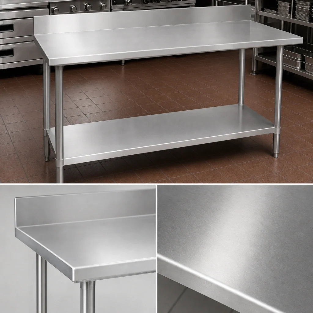 Duke 314S-3660-5R 60 x 36-Inch Stainless Steel Work Table, 14-Gauge 300-Series Top, 5-Inch Riser, Undershelf