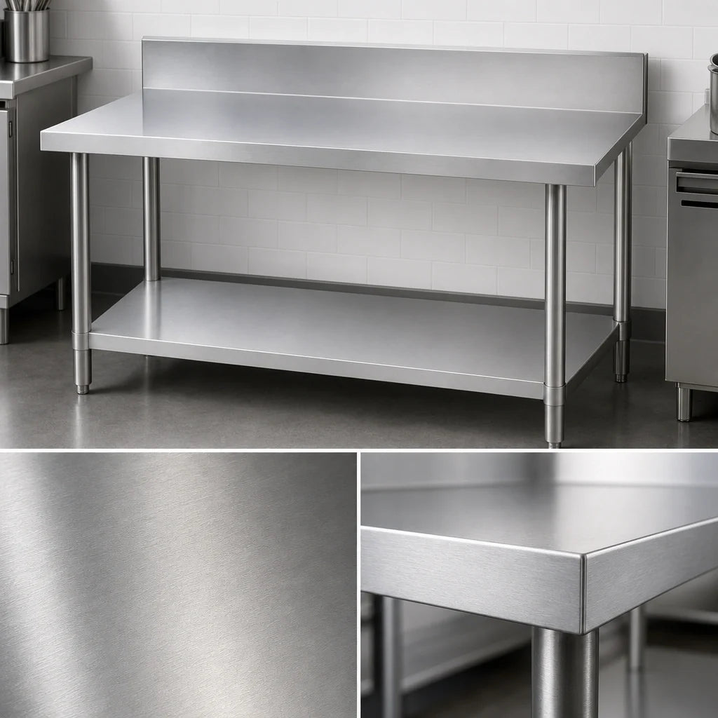 Duke 314-3030-10R 30 x 30 Inch Stainless Steel Work Table with 10 Inch Riser, Marine Edge and Galvanized Undershelf