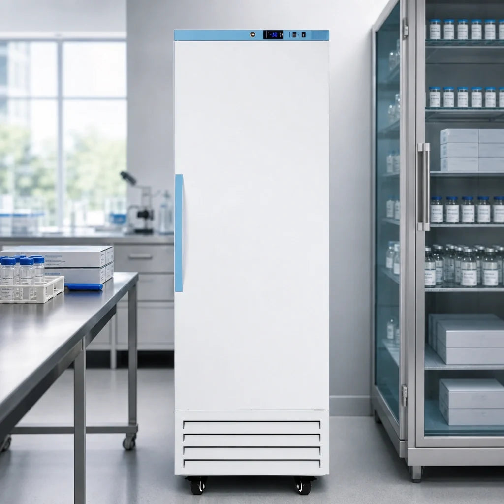 Summit Commercial Accucold® AFS14PV Upright Vaccine All-Freezer, 9.53 Cu. Ft., White, Self-Contained Bottom-Mount
