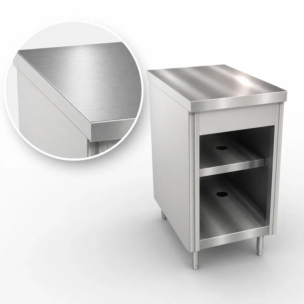 Duke Thurmaduke TST-18PG Solid Top Utility Counter, Stainless Steel Top, Open Rear with Undershelves, 18 x 32 x 36 Inches