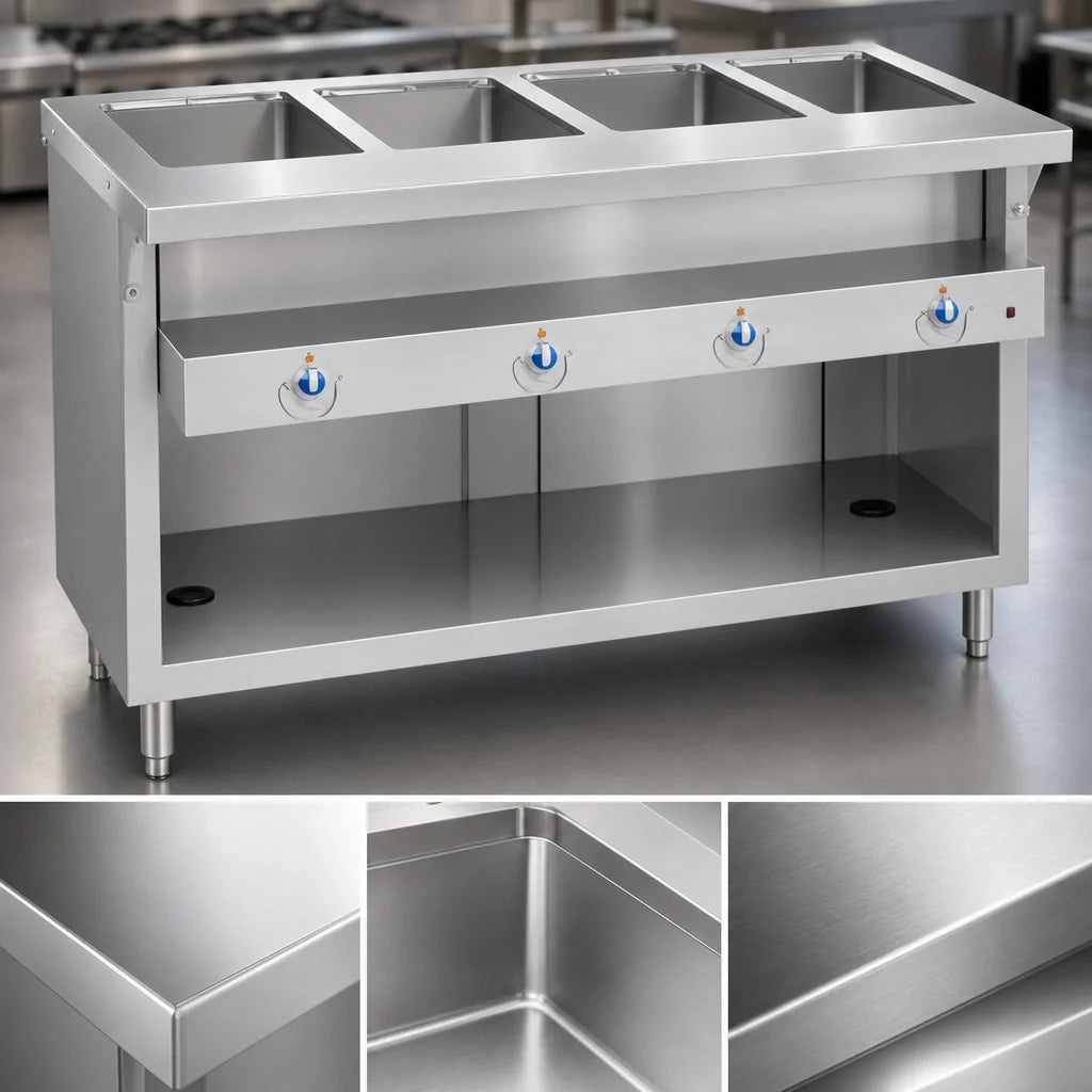 Duke Thurmaduke E-2-DLPG 32-Inch Electric 2-Pan Steamtable Unit with Sealed Wells and Open Storage Base