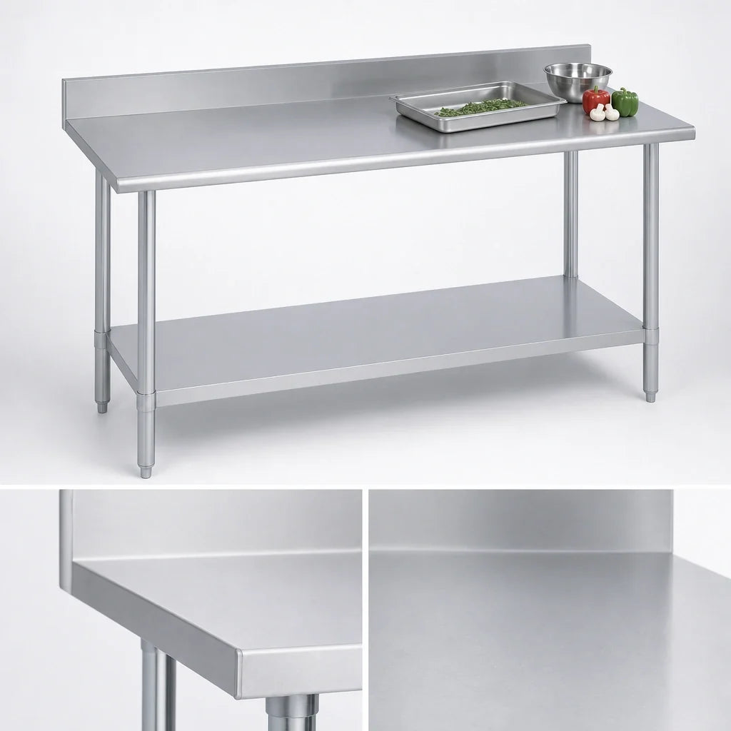 Duke 316-2460-5R 60 x 24 in Stainless Steel Work Table, 16-Gauge 300 Series, 5-in Riser, Galvanized Undershelf