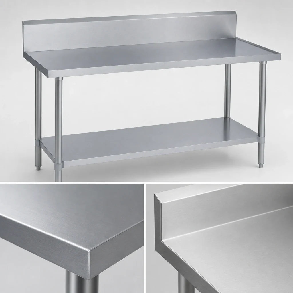 Duke 314S-2484-10R 84-Inch x 24-Inch Stainless Steel Work Table with 10-Inch Marine Edge Riser and Undershelf
