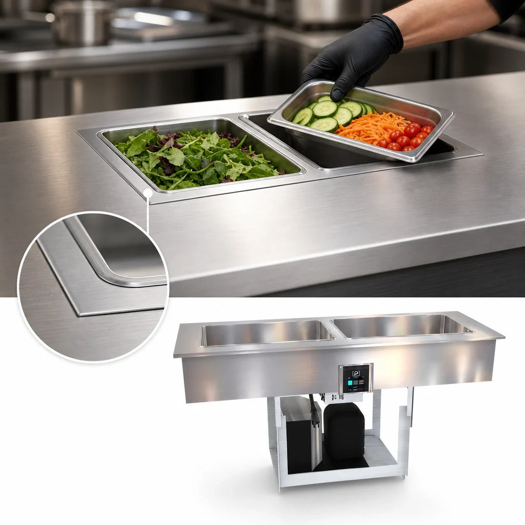 Duke FCP2-SL Drop-In Flush-Mount Cold Pan Unit, 2 Full-Size Pans, Self-Contained R290 Refrigeration, Touchscreen Control