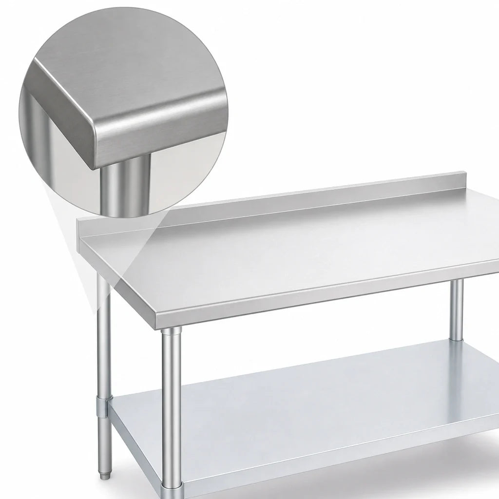 Duke 418-3030-2R 30 x 30-Inch Stainless Steel Work Table, 18-Gauge 400 Series Top, Rear Riser, Galvanized Undershelf