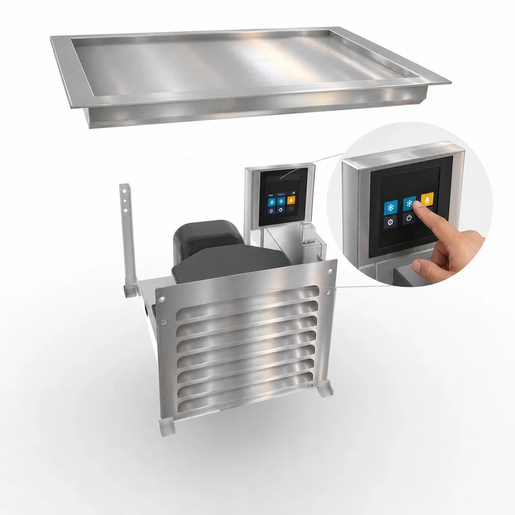Duke HotFrost™ FTO1-SL 29-Inch Drop-In Frost Top Overshelf, 1 Full-Size Pan, Self-Contained Refrigeration, Touchscreen Controls
