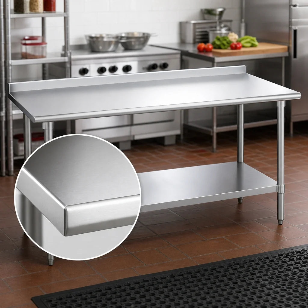 Duke 418-3048-2R 48 x 30-Inch Stainless Steel Work Table with 1-1/8-Inch Riser and Galvanized Undershelf