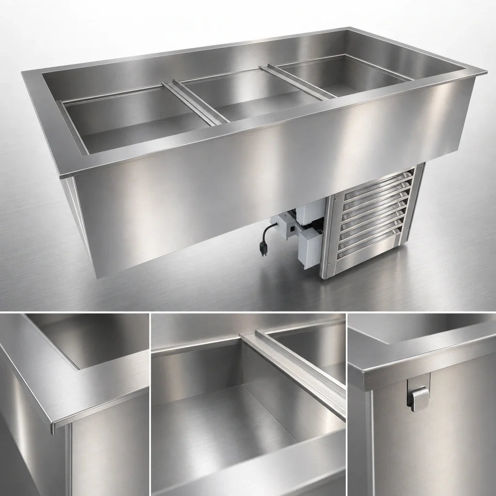 Duke CP3-SB-DC-D 3-Pan Drop-In Refrigerated Cold Food Pan, Full-Size, Self-Contained, Touchscreen Control