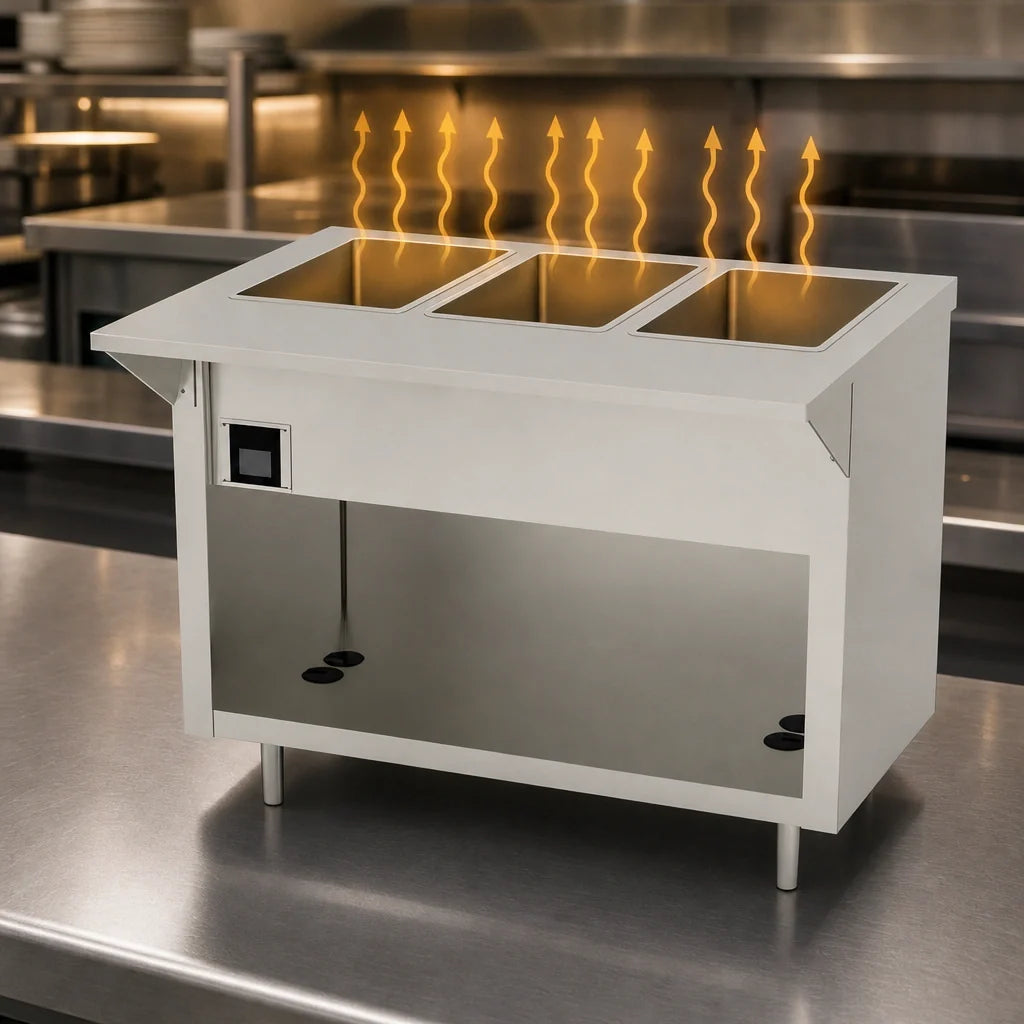 Duke Thurmaduke EW-3-CBPG 3-Well Electric Waterless Hot Food Unit, 46-Inch, Touch Screen, Open Storage Base