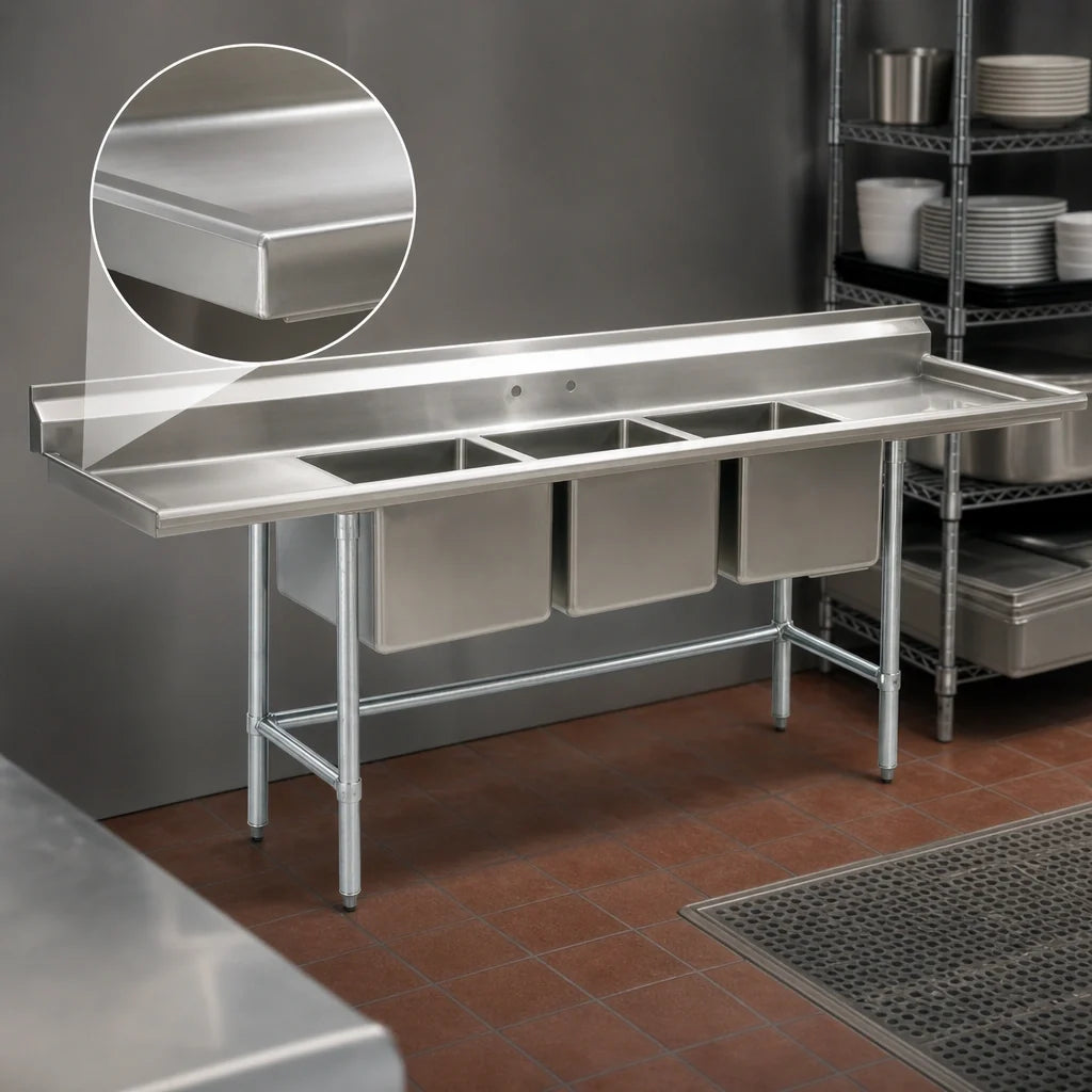 Eagle Group S16 Series S16-20-1 1-Compartment Stainless Steel Commercial Sink, 20" x 20" x 14" Bowl, 8" Backsplash, Galvanized Legs