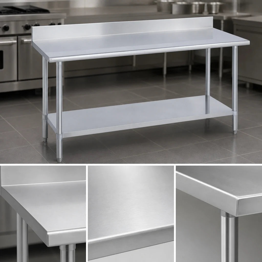 Duke 416S-3072-5R 72" x 30" Stainless Steel Work Table, 5" Riser, 16-Gauge 400 Series Top, Undershelf