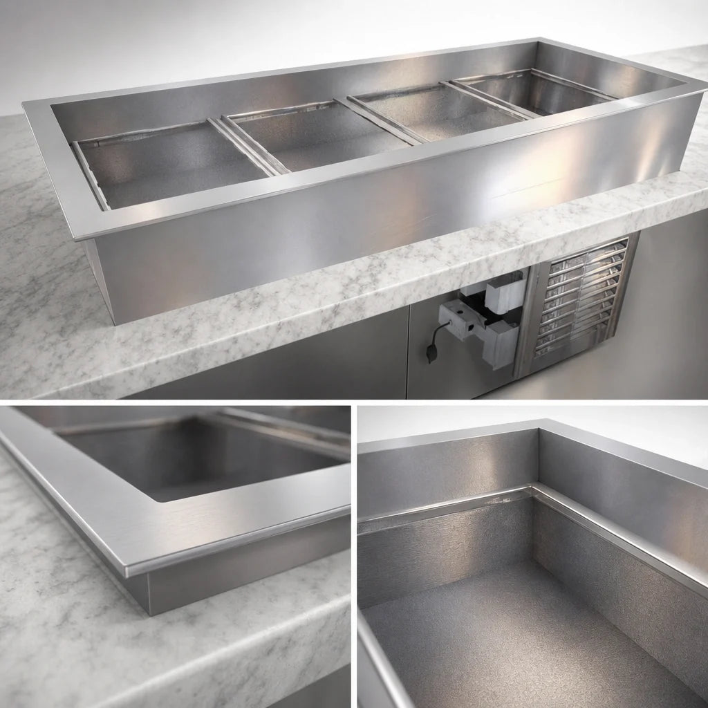 Duke CP4-SB-DC-D Drop-In 4-Pan Refrigerated Cold Food Pan, Full-Size, Self-Contained, Touchscreen Control