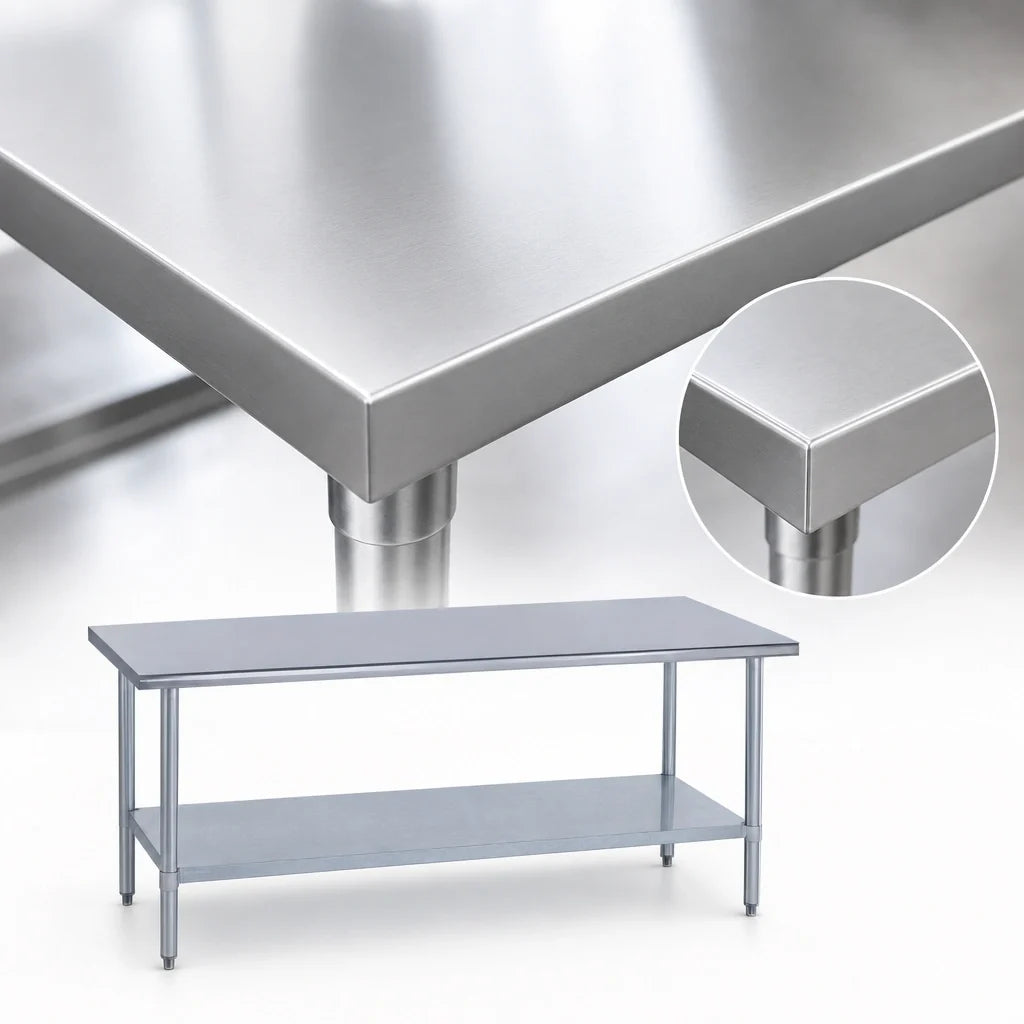 Duke 316-3660 60-Inch Stainless Steel Work Table with Galvanized Undershelf, Flat Top, 36-Inch High