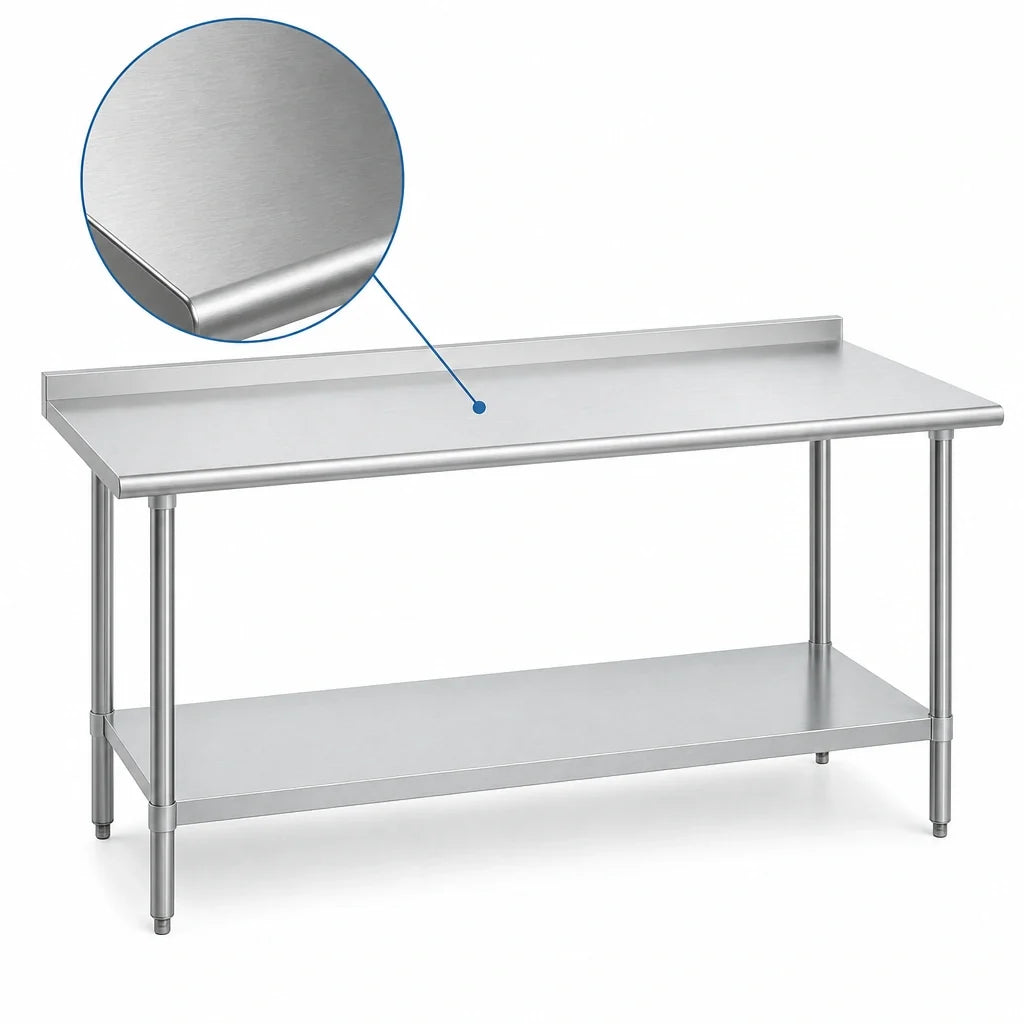 Duke 314-3072-2R 72-Inch x 30-Inch Stainless Steel Work Table with 1-1/8-Inch Riser and Galvanized Undershelf