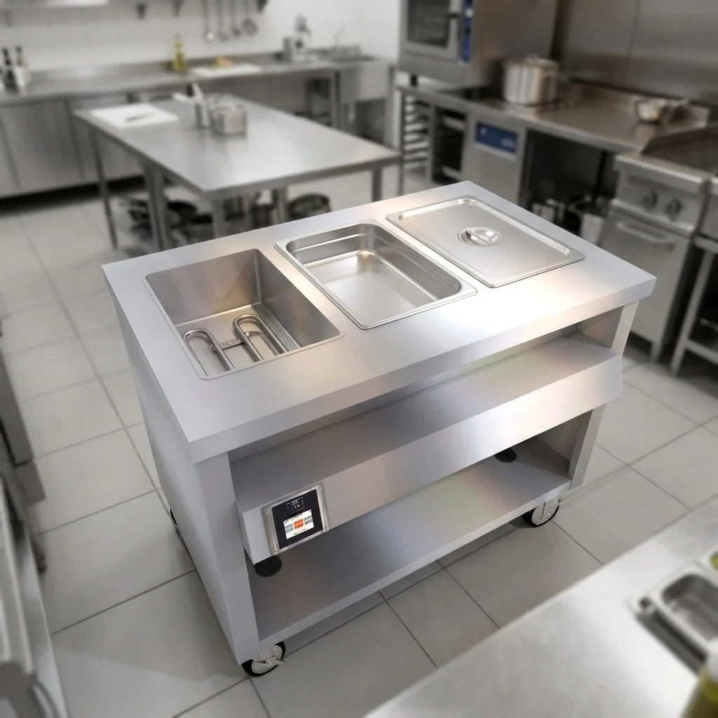 Duke Thurmaduke TWHF-46PG 46-Inch Mobile Electric Food Warmer with 3 Waterless Wells and Touch Screen Controls