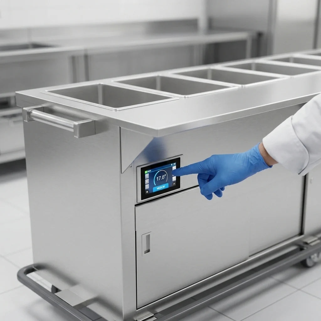 Duke Thurmaduke EPW-6-CBSS 6-Well Mobile Waterless Steamtable, Stainless Steel, Touchscreen Control, Sealed Wells & Cutting Board