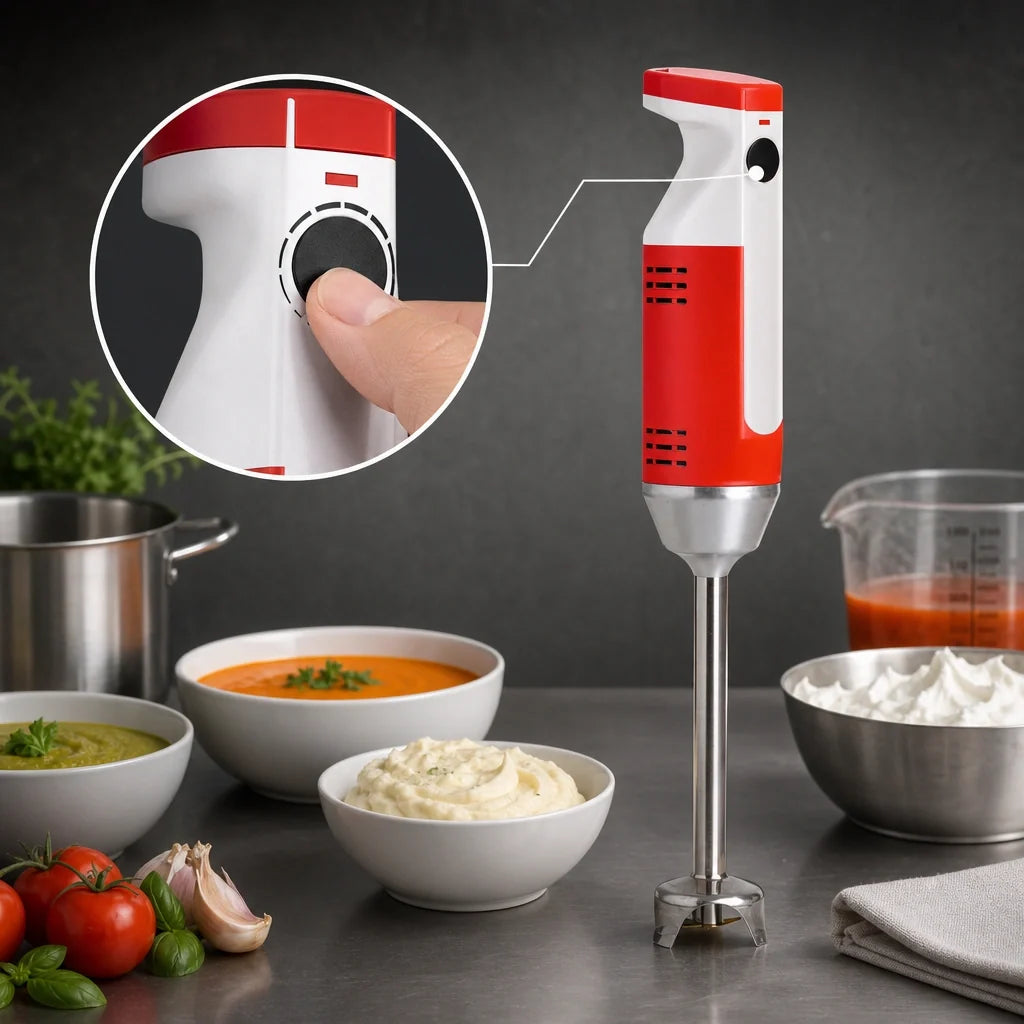 Dynamic MiniPro MX070.02 Hand-Held Variable-Speed Immersion Blender, 7-Inch Detachable Shaft, 4 Blades, 230V/200W