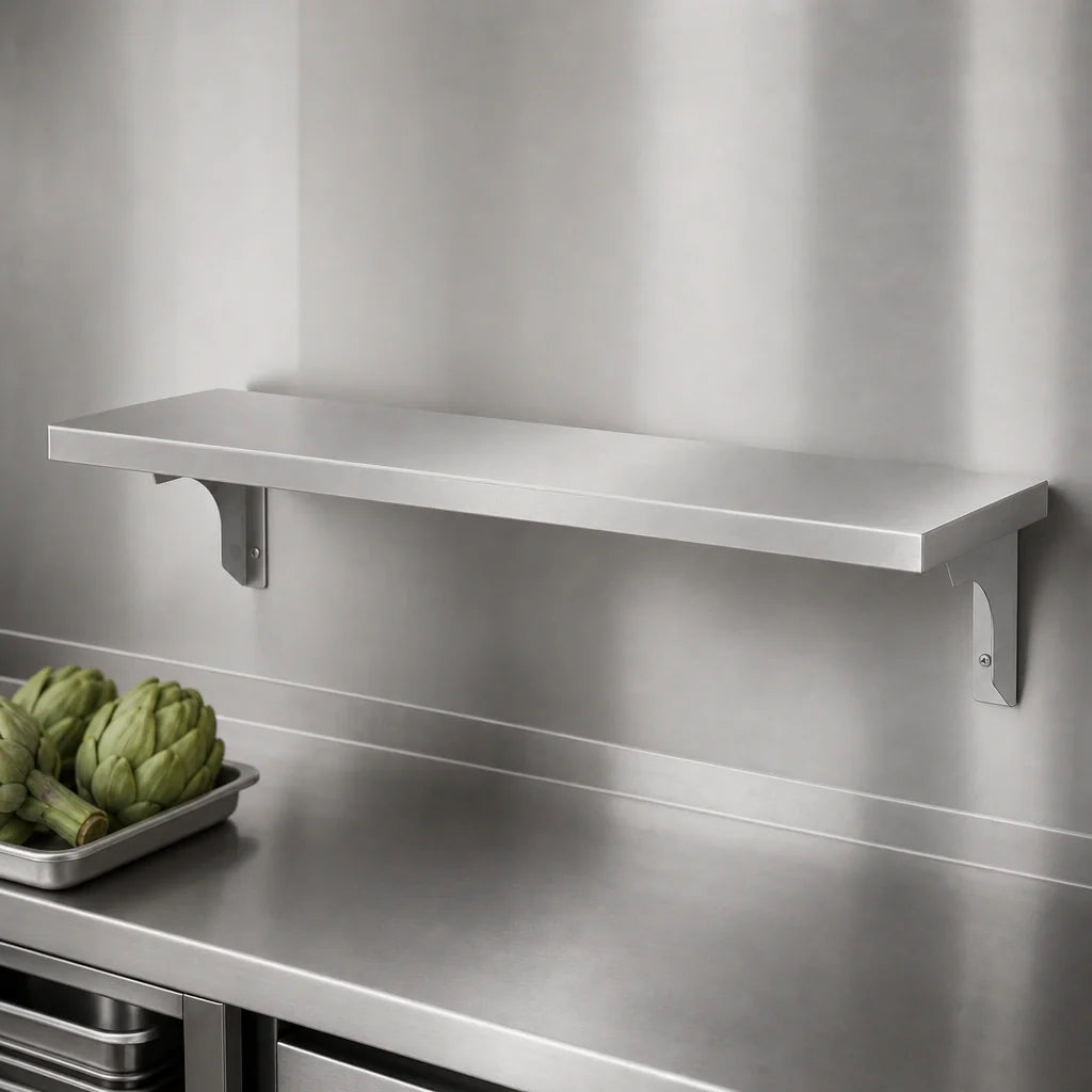 Duke 442-1S Commercial Stainless Steel Shelf/Cutting Board, 7-Inch Deep, 18-Gauge, Fixed Brackets