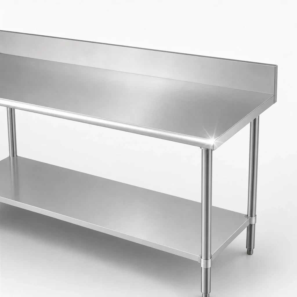 Duke 416-30144-5R Stainless Steel Work Table with 5-Inch Riser and Galvanized Undershelf, 144 x 30 x 36 Inches