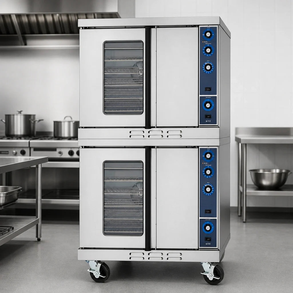 Duke 613-G4XX Double-Deck Deep-Depth Gas Convection Oven, 6-Pan Capacity per Deck, Solid-State Controls, Porcelain Interior