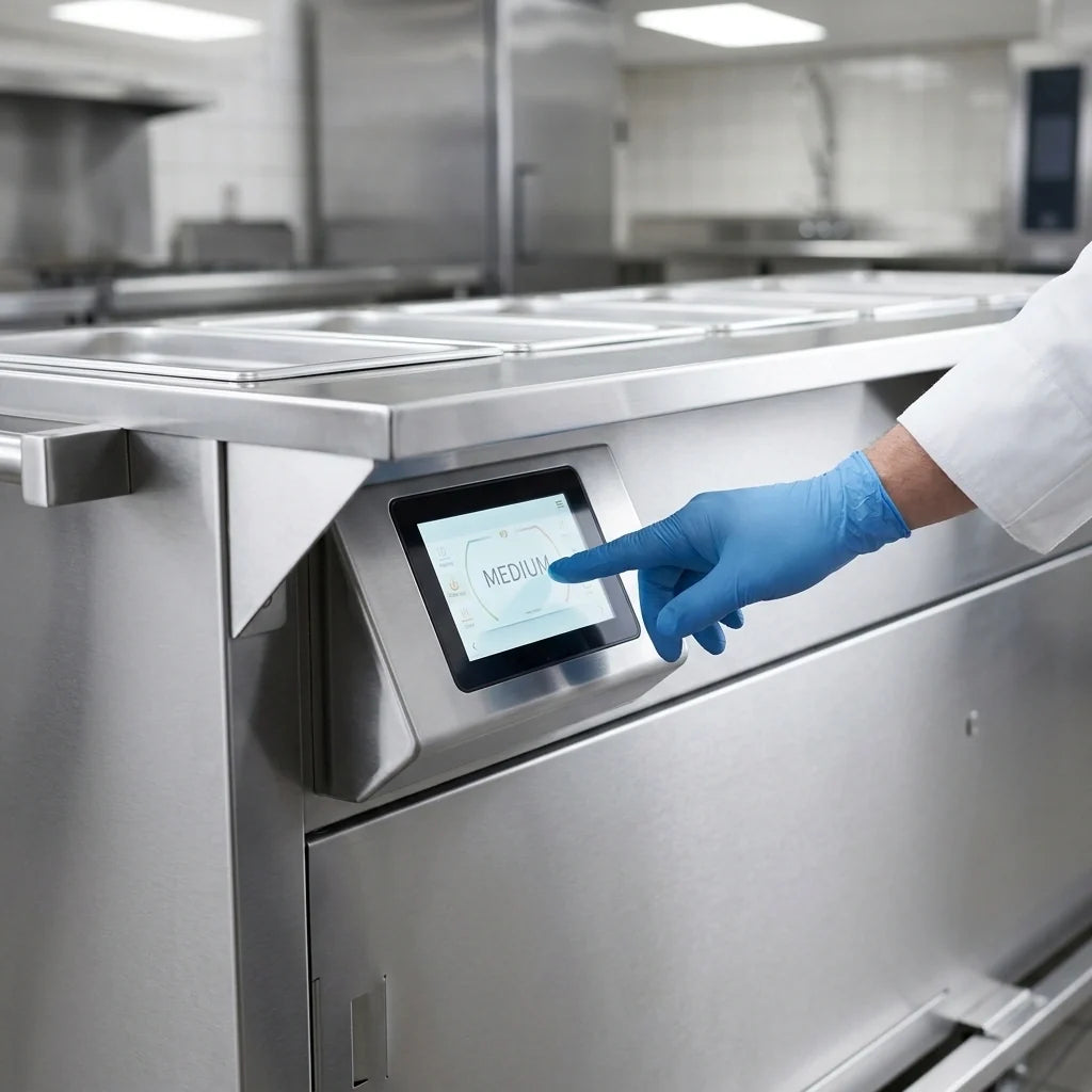 Duke Thurmaduke EPW-6-CBPG Mobile 6-Pan Waterless Steamtable with Sealed Wells, Enclosed Base and Touchscreen Control