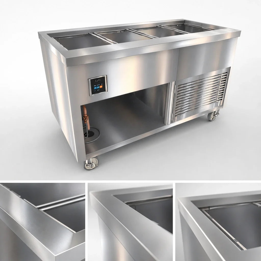 Duke Thurmaduke TCM-60PG-N7 60-Inch Mobile Refrigerated Cold Food Unit with 8-Inch Cold Pan and Touchscreen Control