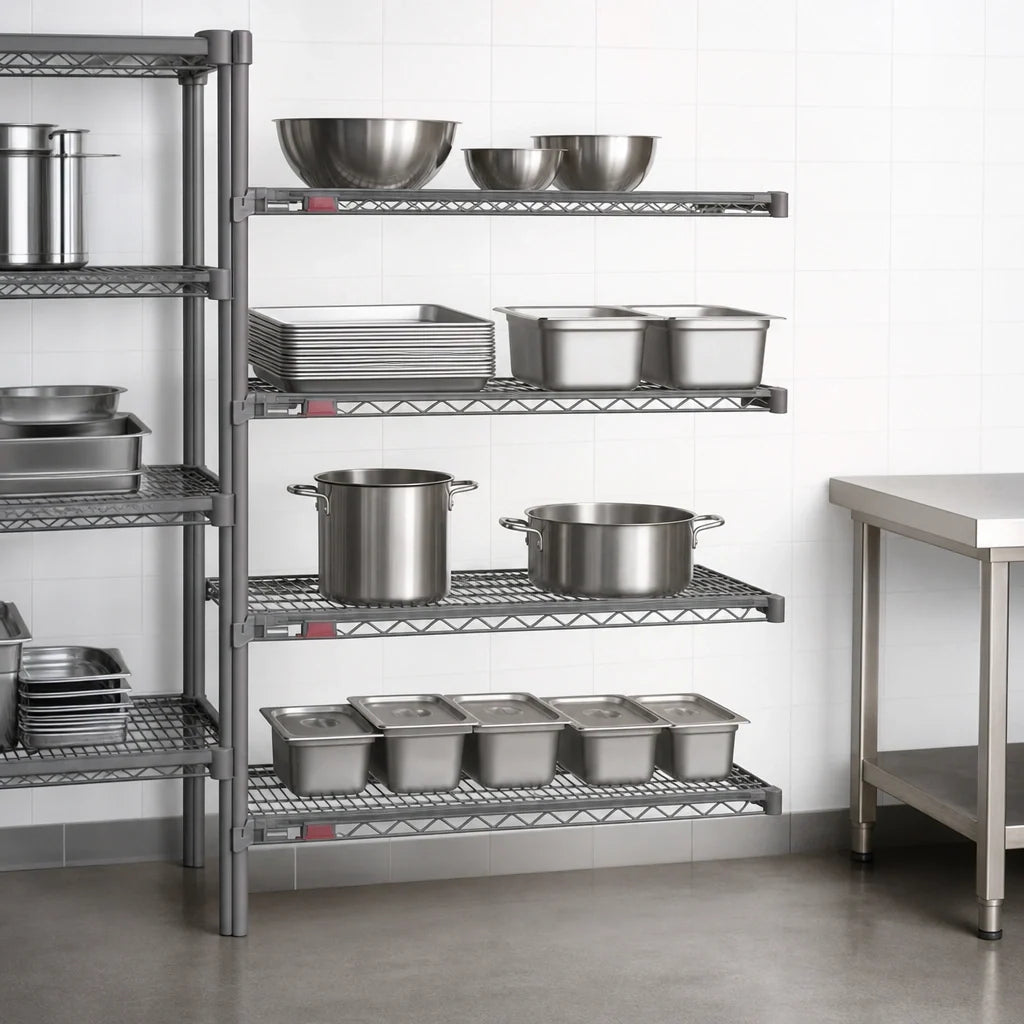 Eagle Group Valu-Master A4-63-2448V 4-Tier Add-On Wire Shelving Unit, 48W x 24D x 63H, Pewter Gray Epoxy