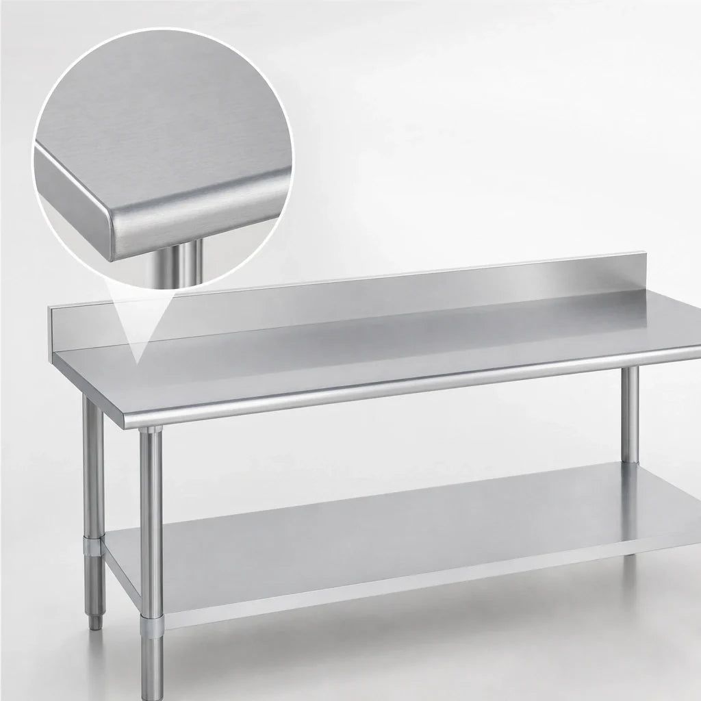 Duke 316-3660-5R Stainless Steel Work Table, 60 x 36 in., 5 in. Riser, Galvanized Undershelf, 16-Gauge 300 Series Top