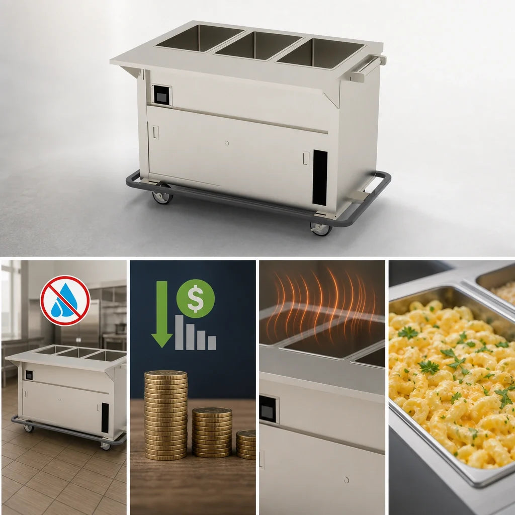 Duke Thurmaduke EPW-3-CBSS Mobile 3-Pan Waterless Well Steamtable with Touchscreen Control and Cutting Board