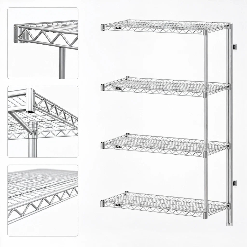 Eagle Group A4-63-2436C 4-Tier Add-On Wire Shelving Unit, 36 x 24 x 63 Inches, Chrome-Plated