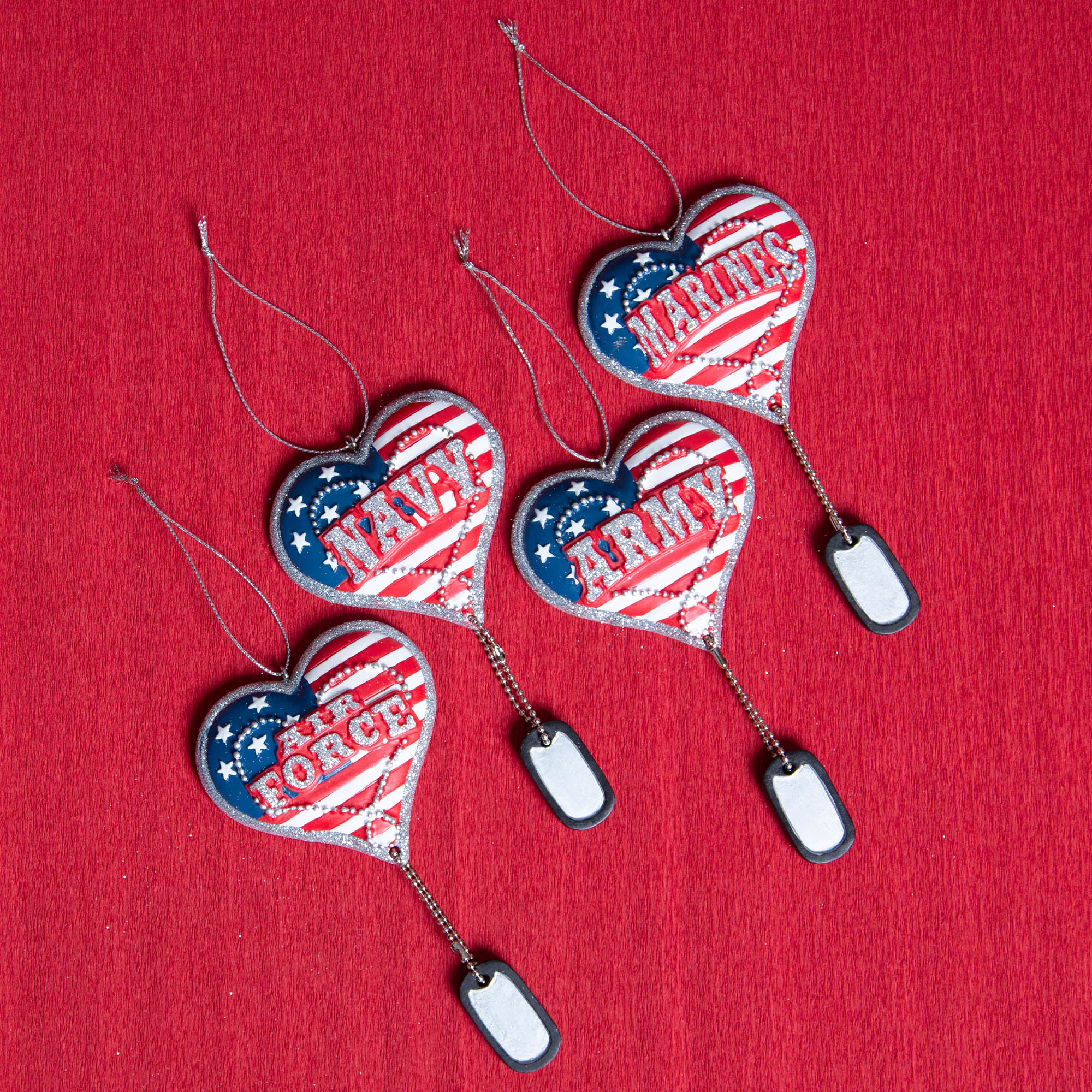 Military Service Heart & Dog Tag Ornament