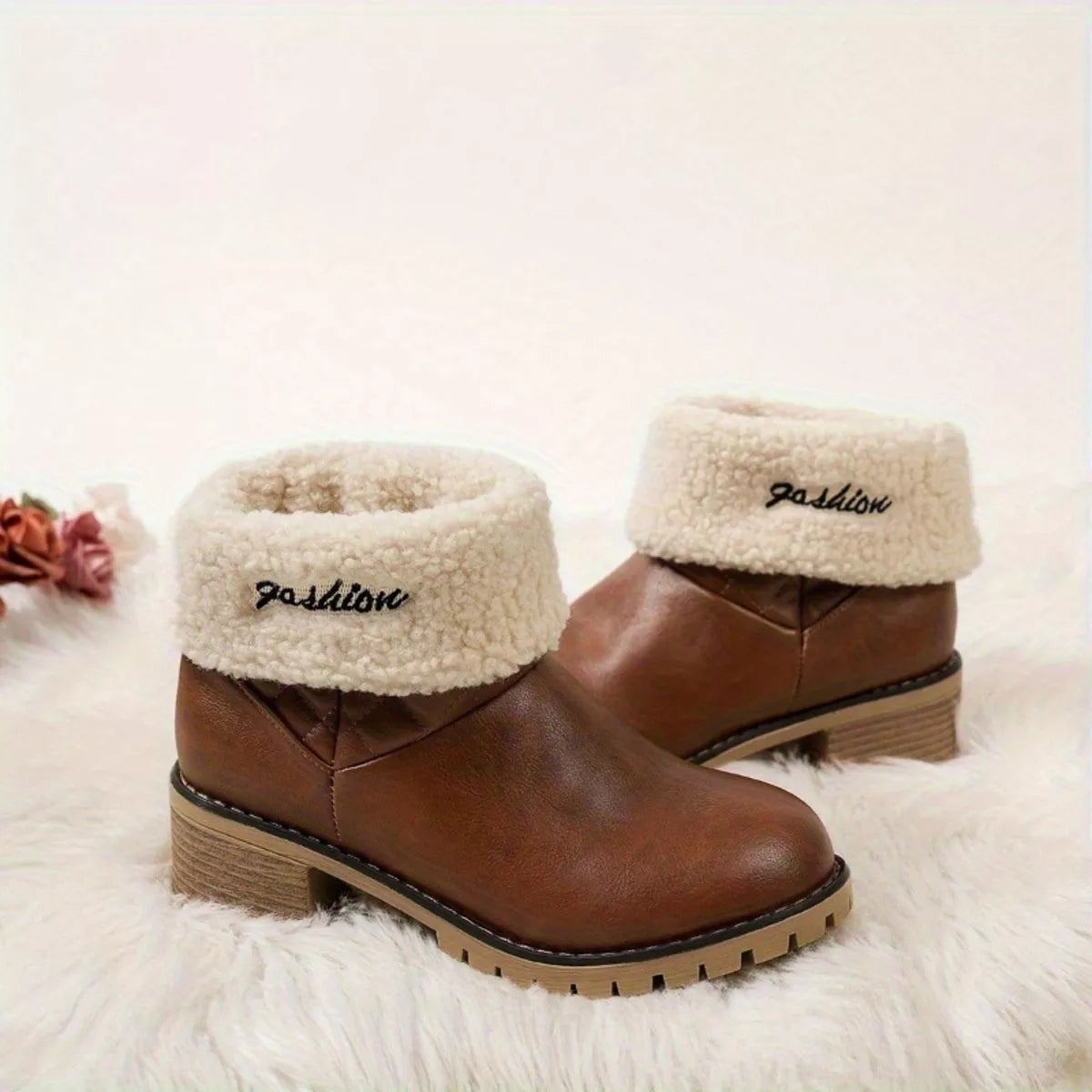 Round Toe Block Heels Boots