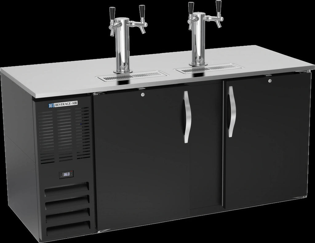 Beverage Air DD68HC-B 68-Inch Direct Draw Beer Dispenser, Dual Towers, 3-Keg Capacity, Black Exterior