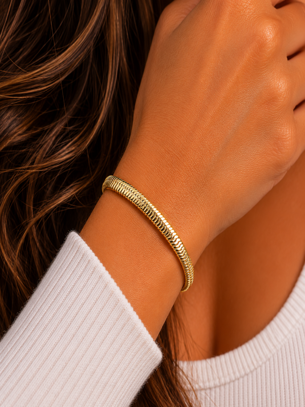 GRACE 18K GOLD RIBBED BRACELET