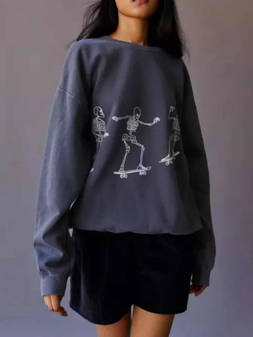 Skeleton Graphic Round Neck Sweatshirt