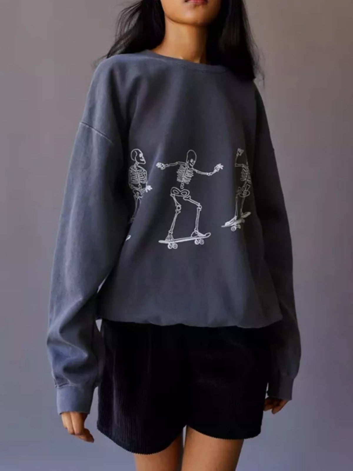 Skeleton Graphic Round Neck Sweatshirt