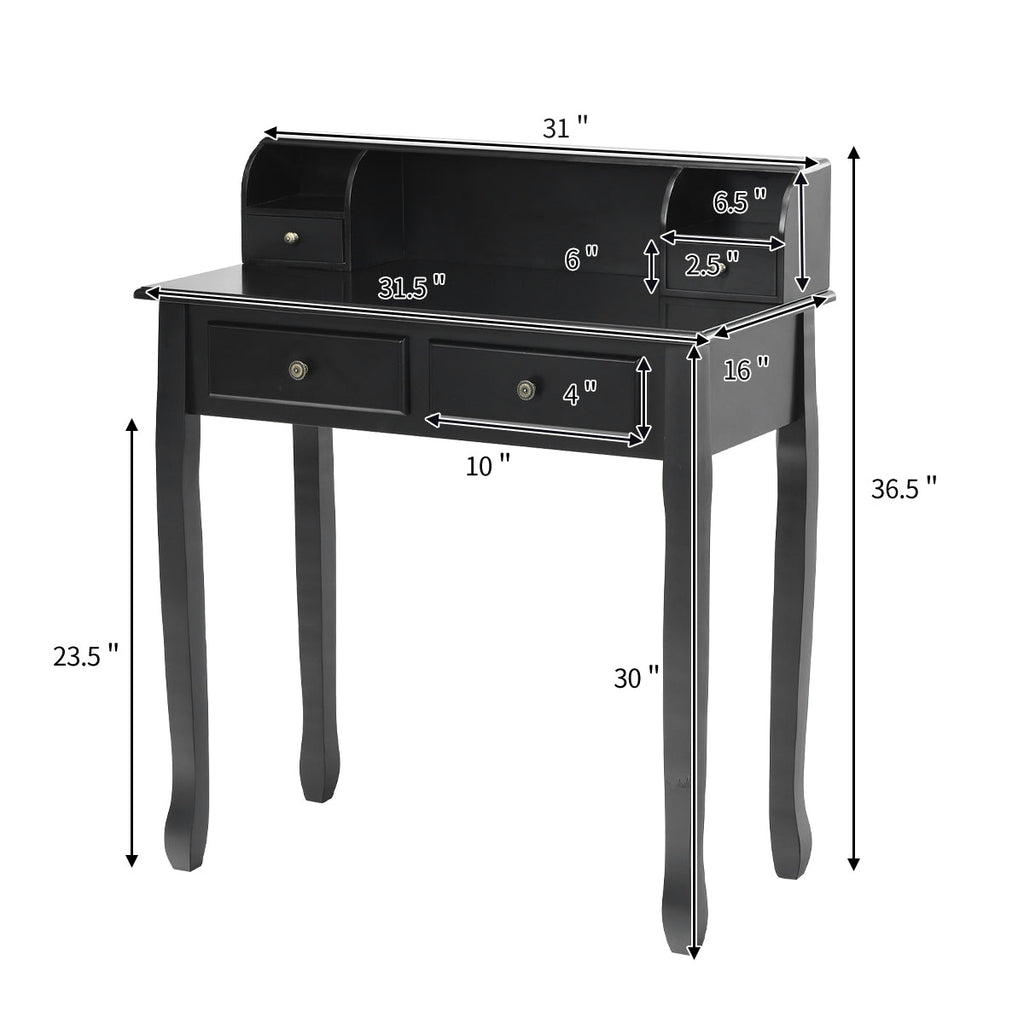 Writing Desk 2-Tier Vanity Desk Computer Desk with 4 Drawers