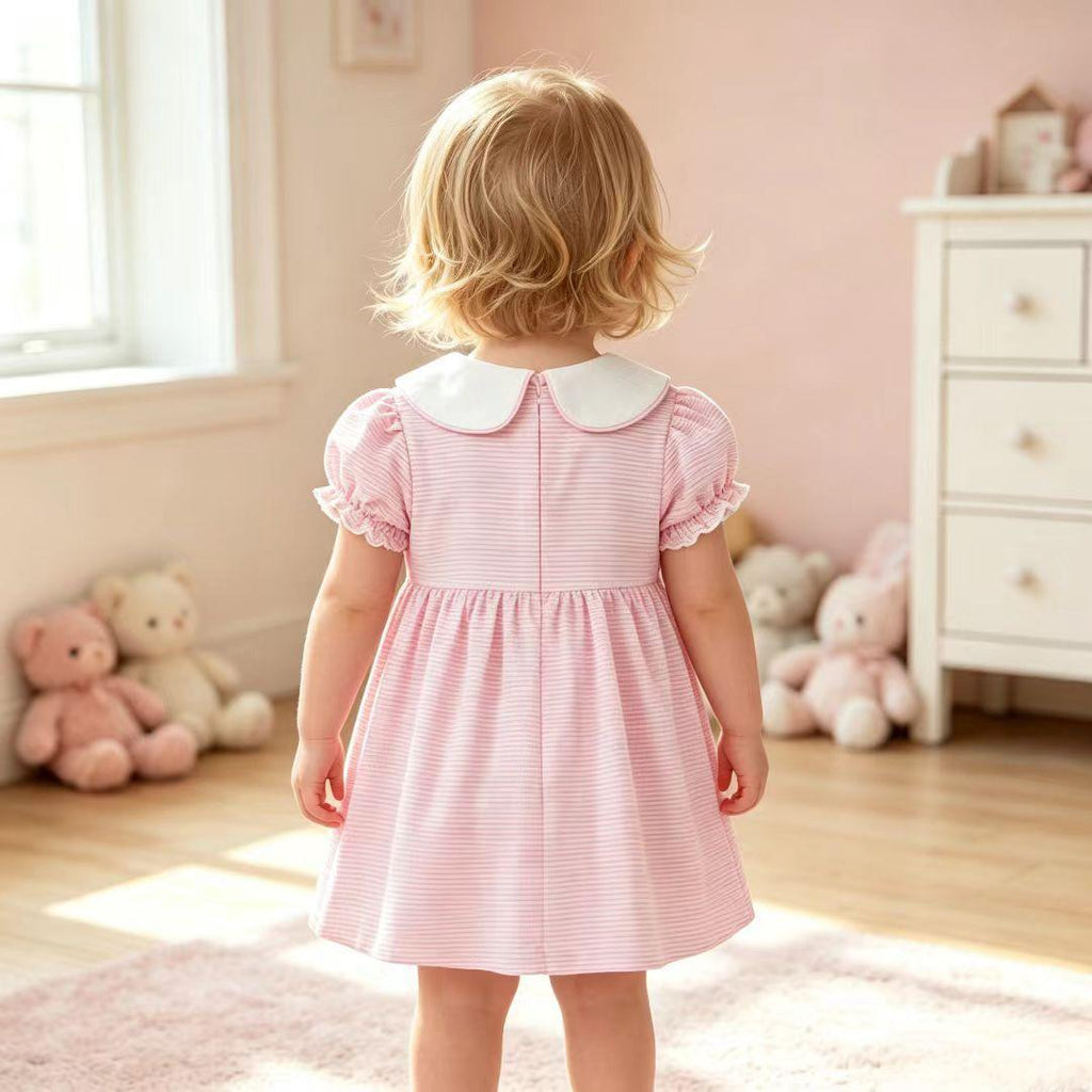 Four-leaf Clover Puff-sleeve Striped Short-sleeved Romper