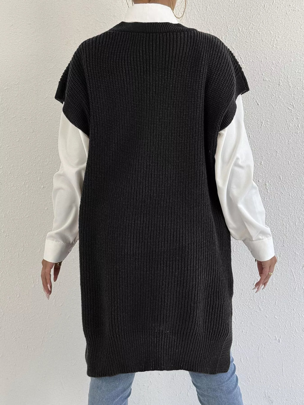 Oversized V-Neck Sweater Vest