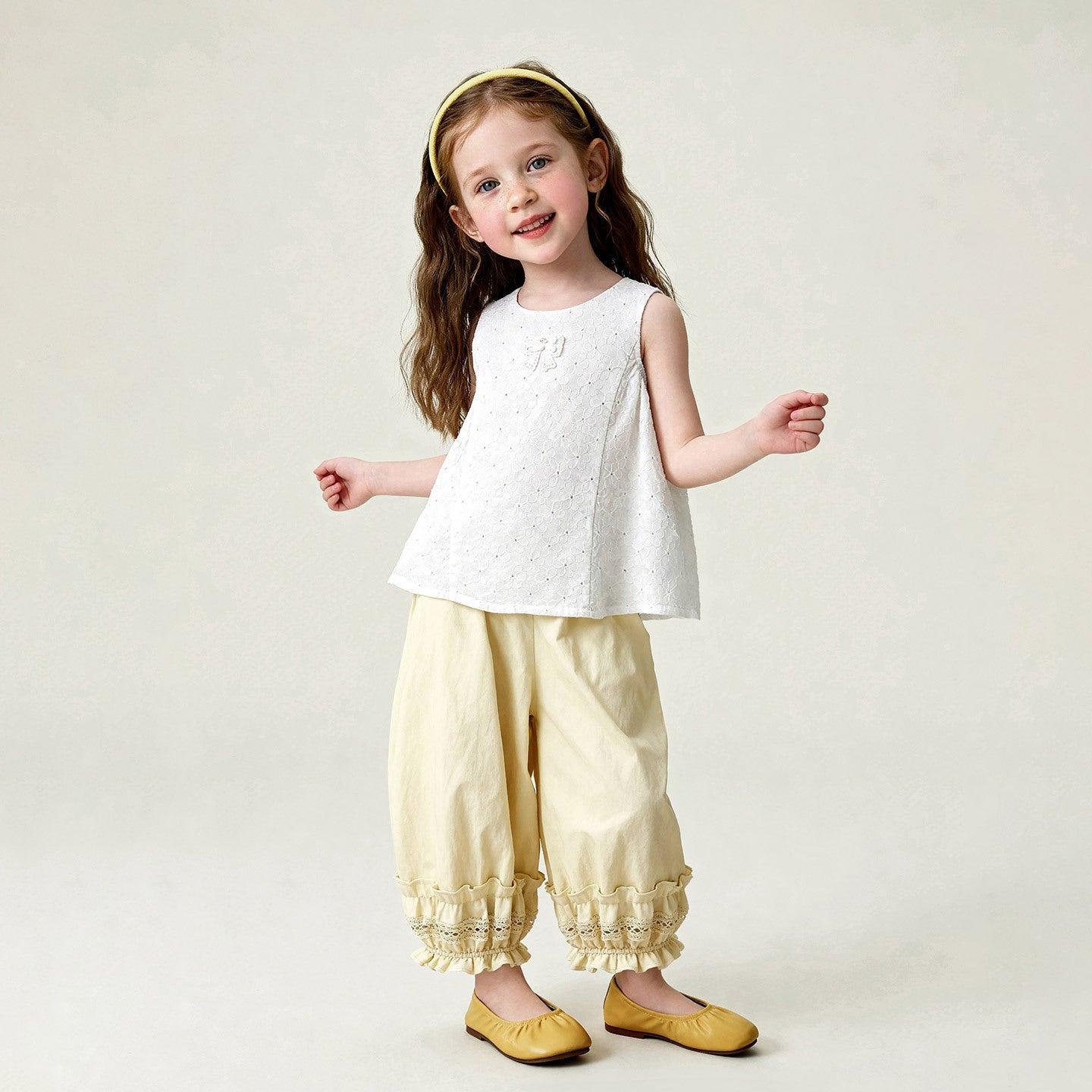 Kids Casual Pants Double-layered Lace-trimmed Ruffle Bloomers