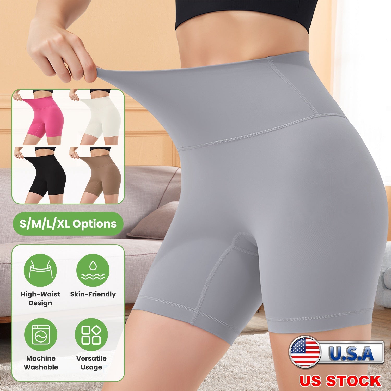High-Waist Biker Shorts with Tummy Control for Workouts