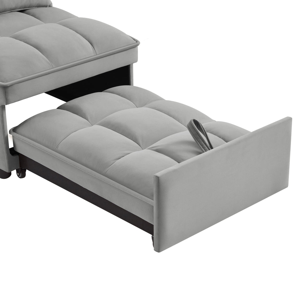 4 in 1 Multi-Function Single Sofa Bed with Storage Pockets Gray