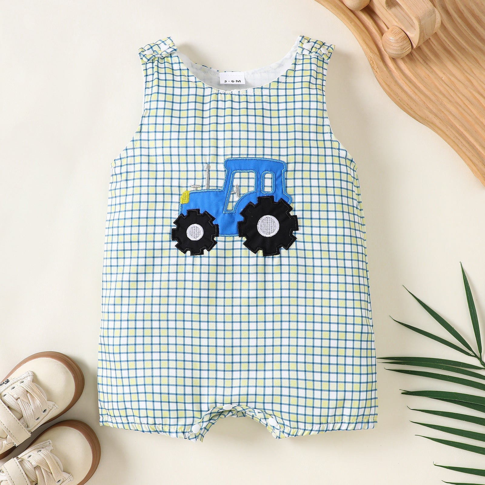 Cute Embroidered Plaid Romper For Babies And Toddlers