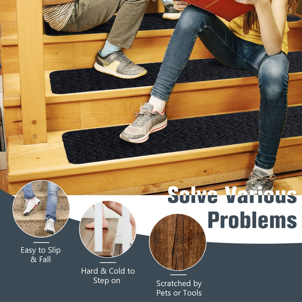 15Pcs Indoor Non-Slip Stair Carpet Mats for Wooden Steps