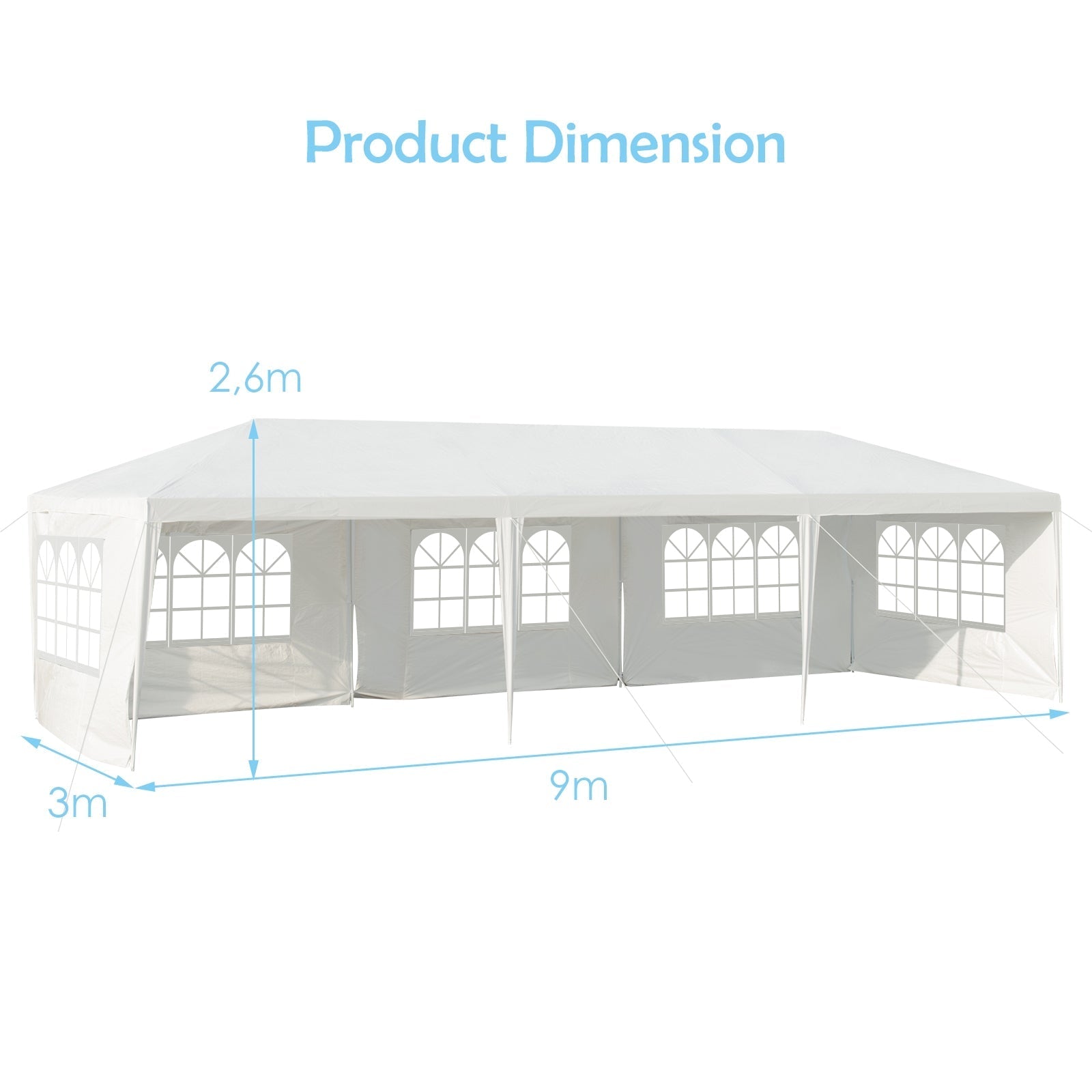 10 x 30 Feet Canopy Tent with 5 Removable Sidewalls for Party Wedding