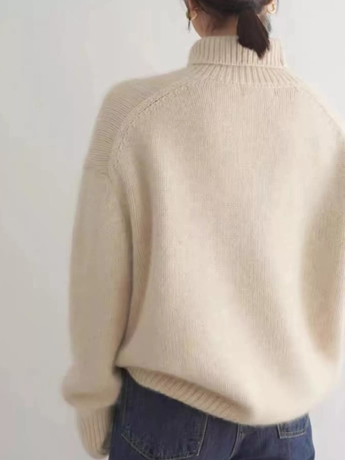 Turtleneck Dropped Shoulder Sweater