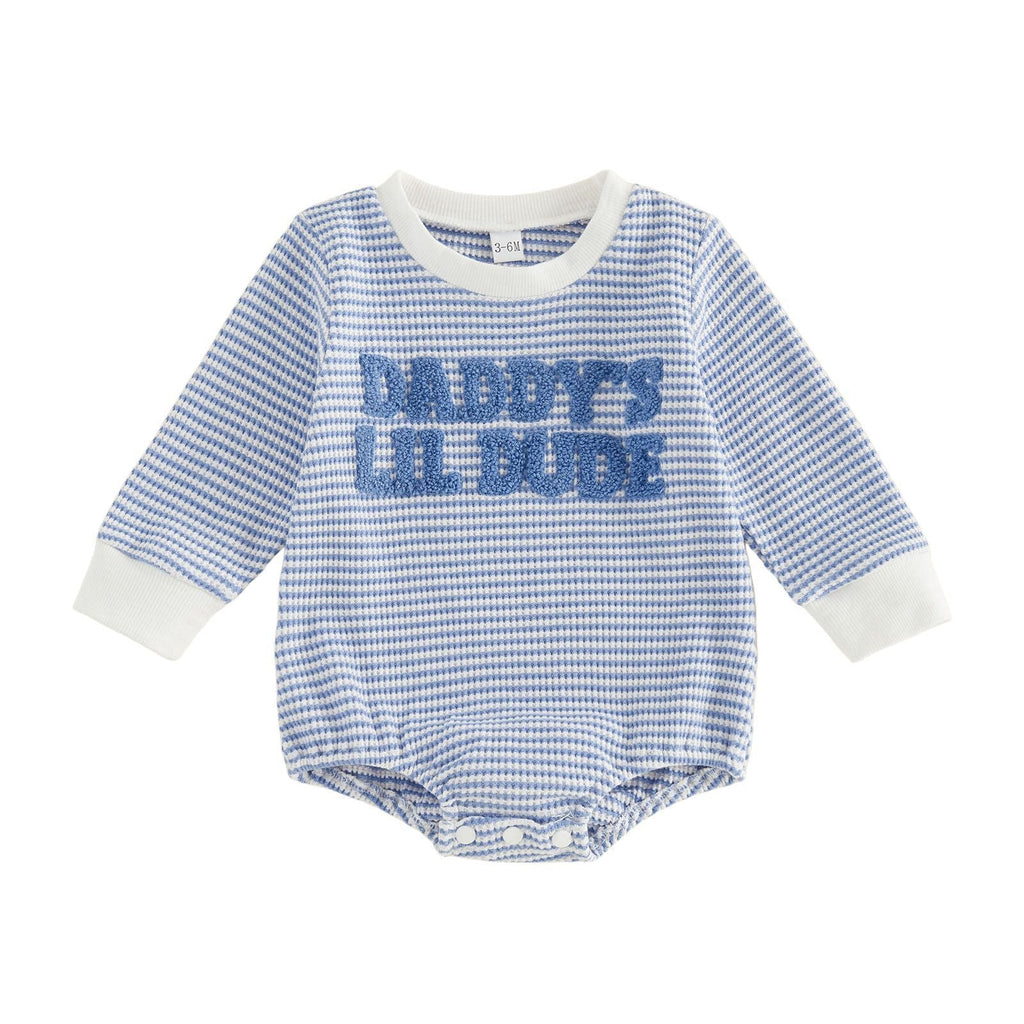 Letter Towel Embroidery Striped Romper